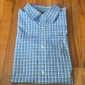 NWT Boys 14Husky Cat & Jack Blue and White Plaid Button Down Shirt